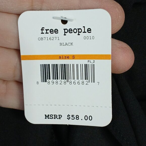 FREE PEOPLE CAMI, BLACK WITH LACY INSERT, SPAGHETTI STRAPS , SIZE SMALL, NWT - Picture 2 of 7